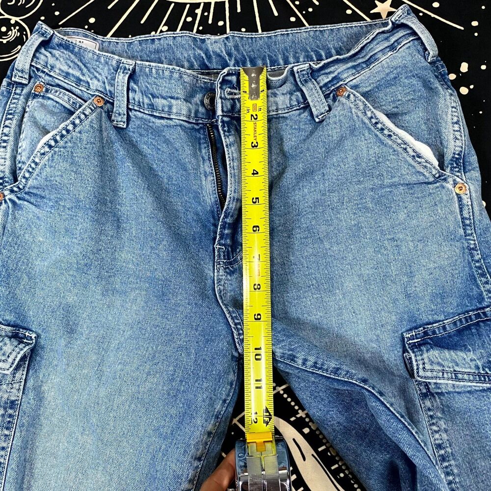 VTG Gap Jeans Women's 8P Blue Denim Straight Cargo Loose Mid-Rise Stretch 90's - Picture 7 of 7